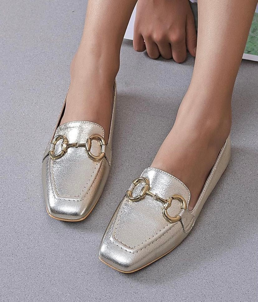 Rosaria - Fina mockasiner med guldbit